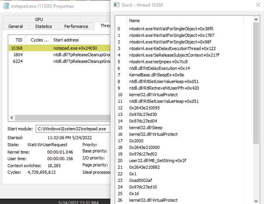 ROP Sleep-Encryption