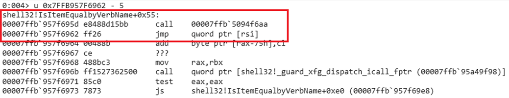 Fake call return found in memory