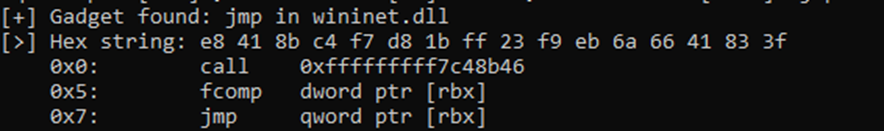 Possible gadget found in wininet